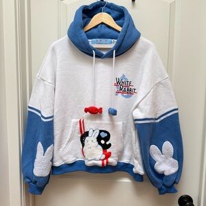 Jeana Draws White Rabbit Candy Hoodie Size M